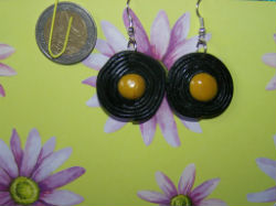 Boucles d'oreilles fimo gourmande réglisse boules jaune