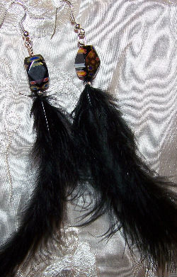 Boucles d'oreilles fantaisie plumes noires