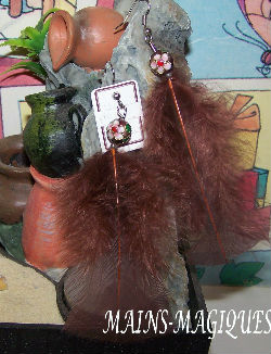 Boucles d'oreilles plumes chocolat