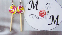 Boucles d'oreilles fantaisie gourmande bonbon sucettes