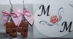 boucles d'oreille tablette de chocolat fimo noeud
