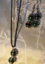 Parure cages perles vertes en cristal