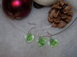 parure collier et boucle d'oreille coeur style murano
